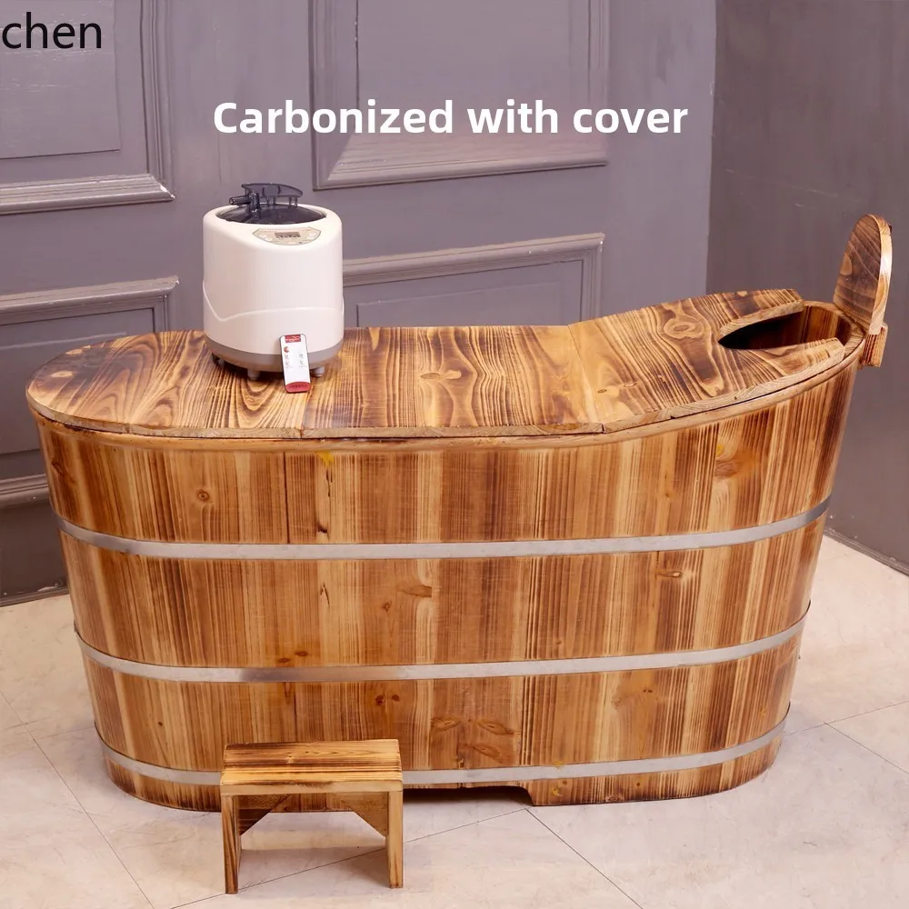 

LXC Thickened Wooden Bucket Bath Basin Solid Wood Fumigation Sweat Steaming Bucket Bath