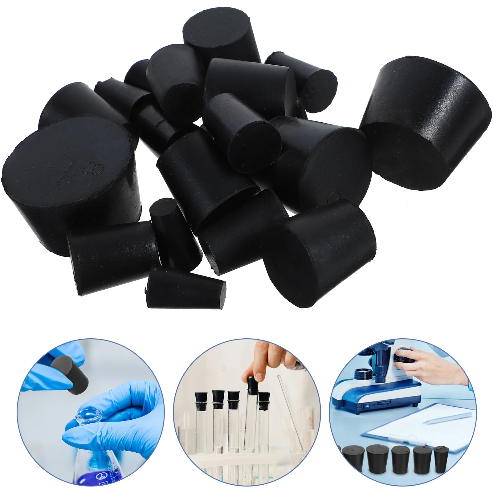 

21 Pcs Rubber Plug Laboratory Flask Stopper Plugs Test Tube Round Bottle Sealing for Stoppers