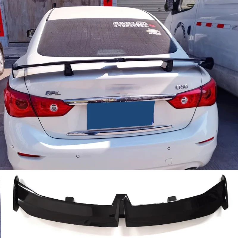 

Rear Wing for Infiniti Q50 Spoiler 2013 to 2017 Type W Glossy Black ABS Material Tail Fin