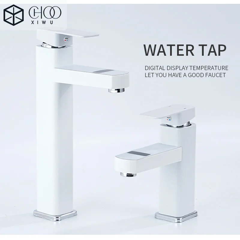 

Bathroom Digital Faucet Temperature Control Faucet Kitchen Hot Cold Water Basin Faucet Smart Brass Mixer Taps Mounted Faucets