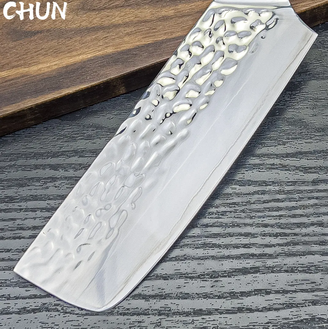 7” Stianless Steel Nakiri Japanese Knife 9Cr18mov Forged Kitchen Knife Hammer Kitchen Knife Three-ply Composite Steel Blade