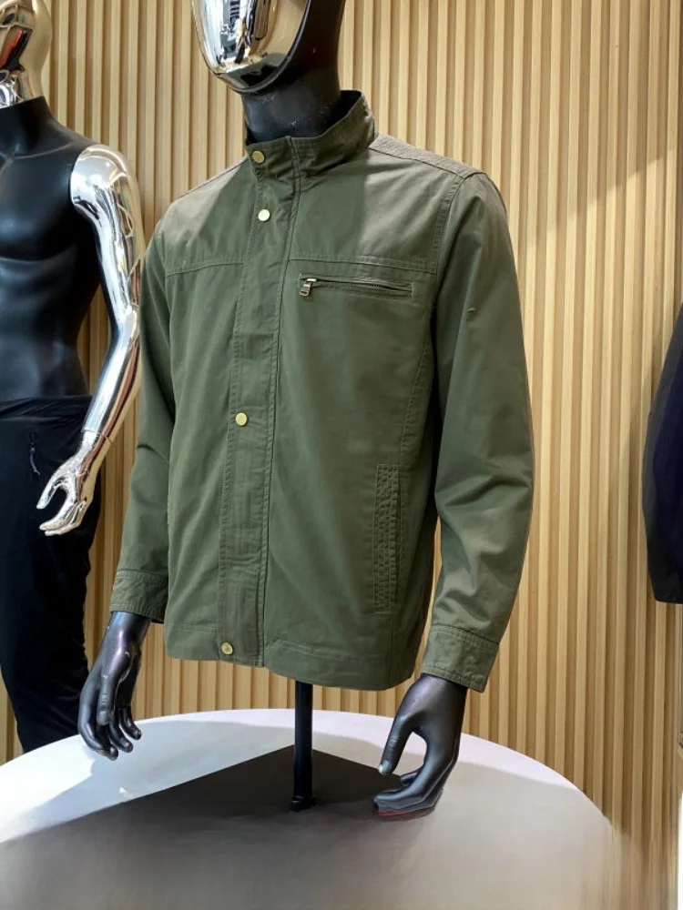 

Washed Pure Cotton 100% American Harington Jacket Men's Vintage Loose Workwear Stand Collar Zipper Casual Style Long Sleeve