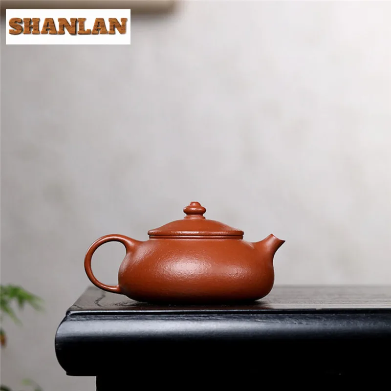 130ml Aesthetic Yixing Purple Clay Teapots Handmade Sketch Pot Raw Ore  Pear Peel Zhu Mud Kettle Zisha Tea Set Tea Items Craft