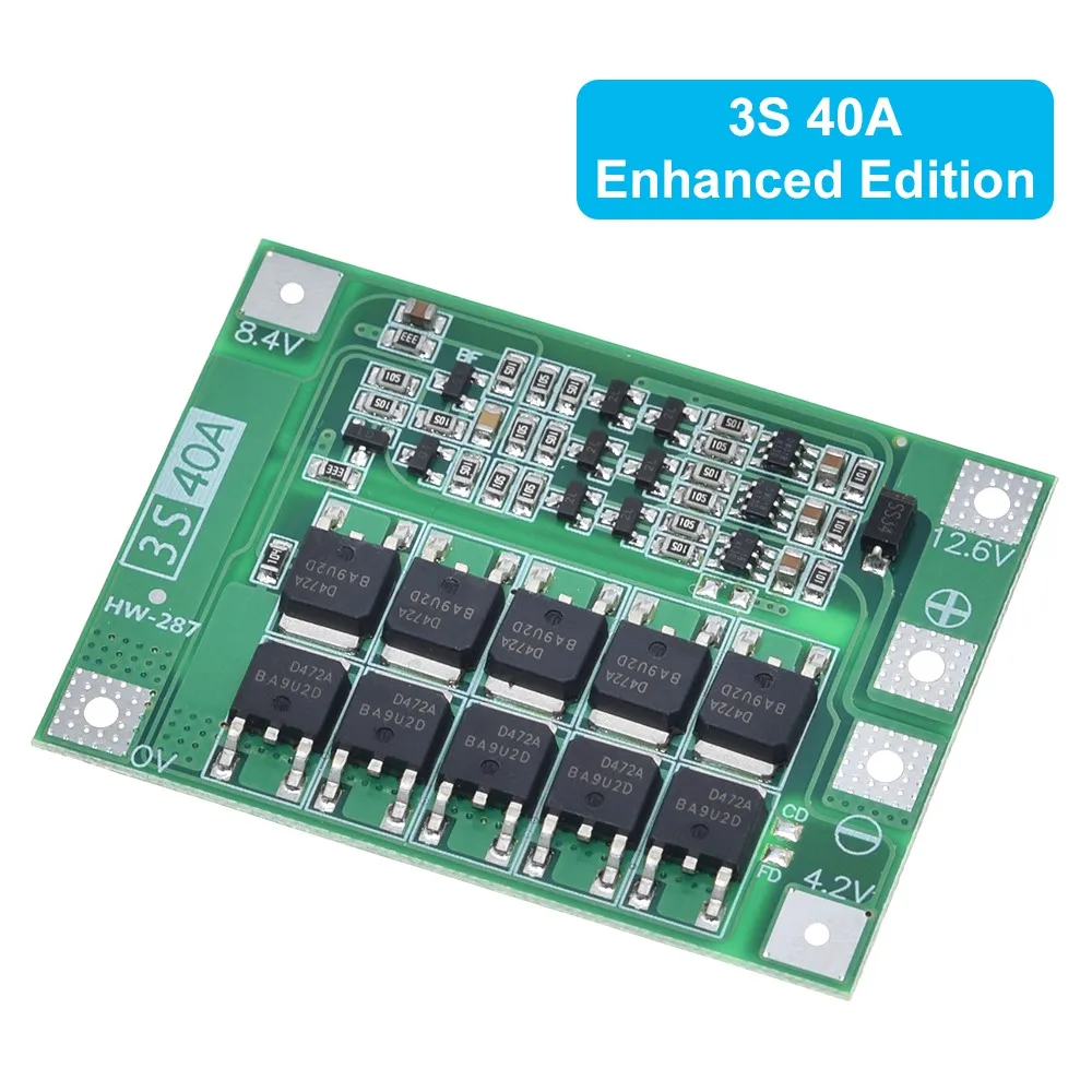 3S 4S 40A 60A Li-ion Lithium Battery Charger Protection Board 18650  BMS For Drill Motor 11.1V 12.6V/14.8V 16.8V Enhance Balance