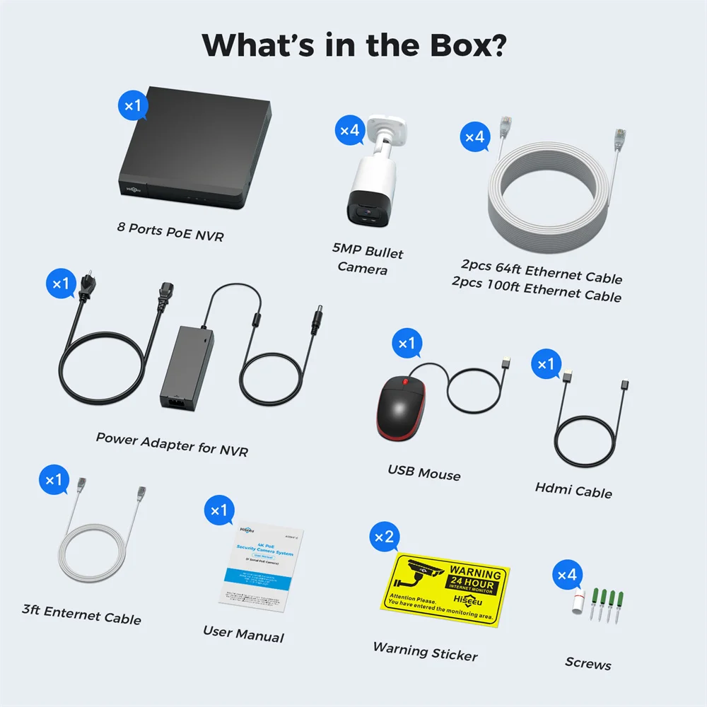 Hiseeu PK-4YHB785 5MP WiFi IP كاميرا الحرس المشاهد نظام الأمن الاتحاد الأوروبي التوصيل كشف المركبات البشرية 2-Way الصوت للرؤية الليلية IP67 #6