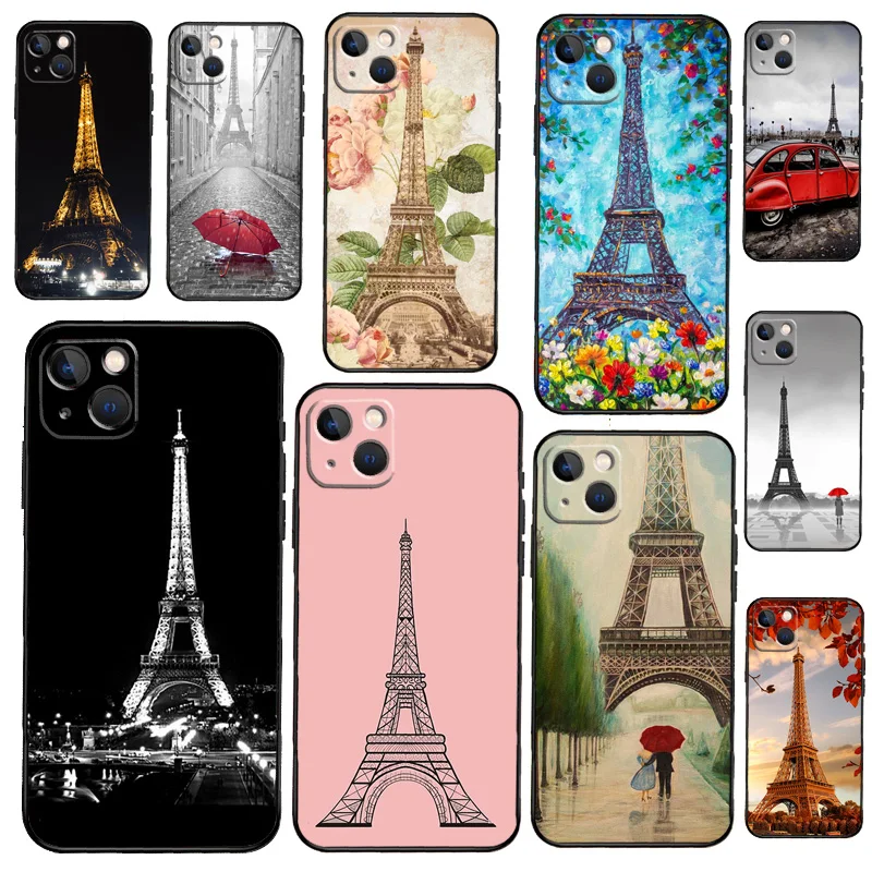 Paris Eiffel Tower Case For iPhone 13 11 12 14 15 16 Pro Max XR XS X Plus 13 Mini Bumper Cover Capa