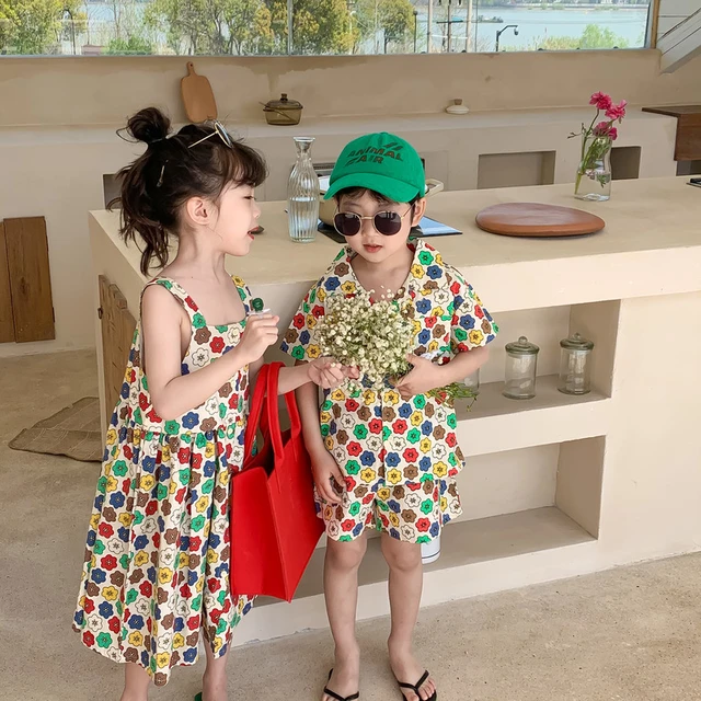 Conjunto de ropa con estampado de flores para ninos y ninas conjunto de ropa con estampado de flores atuendos familiares a juego para ninos y ninas AliExpress