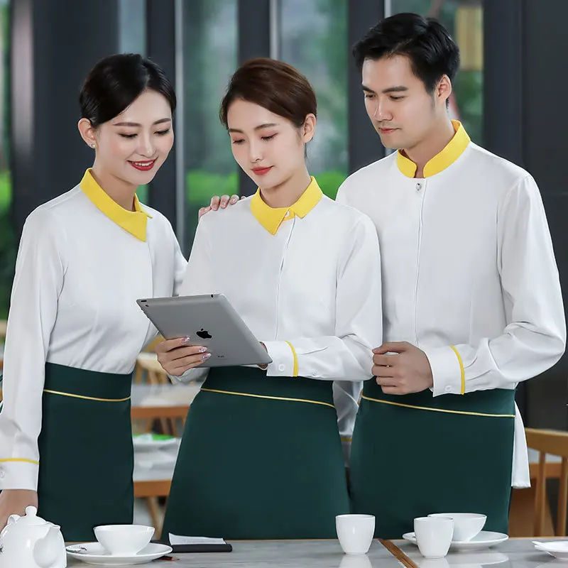 Waiter Workwear Long Sleeve Women's Dining Hotel Tea House Chinese Style Restaurant Clothing Autumn and Winter Hot Pot Restauran