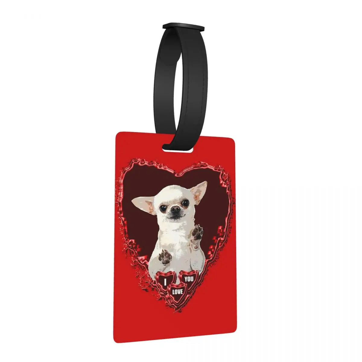 

Chihuahua Dog Valentine's Day Luggage Tags Suitcase Accessorie Travel Portable Baggage Boarding Tag Label Holder ID Name Address