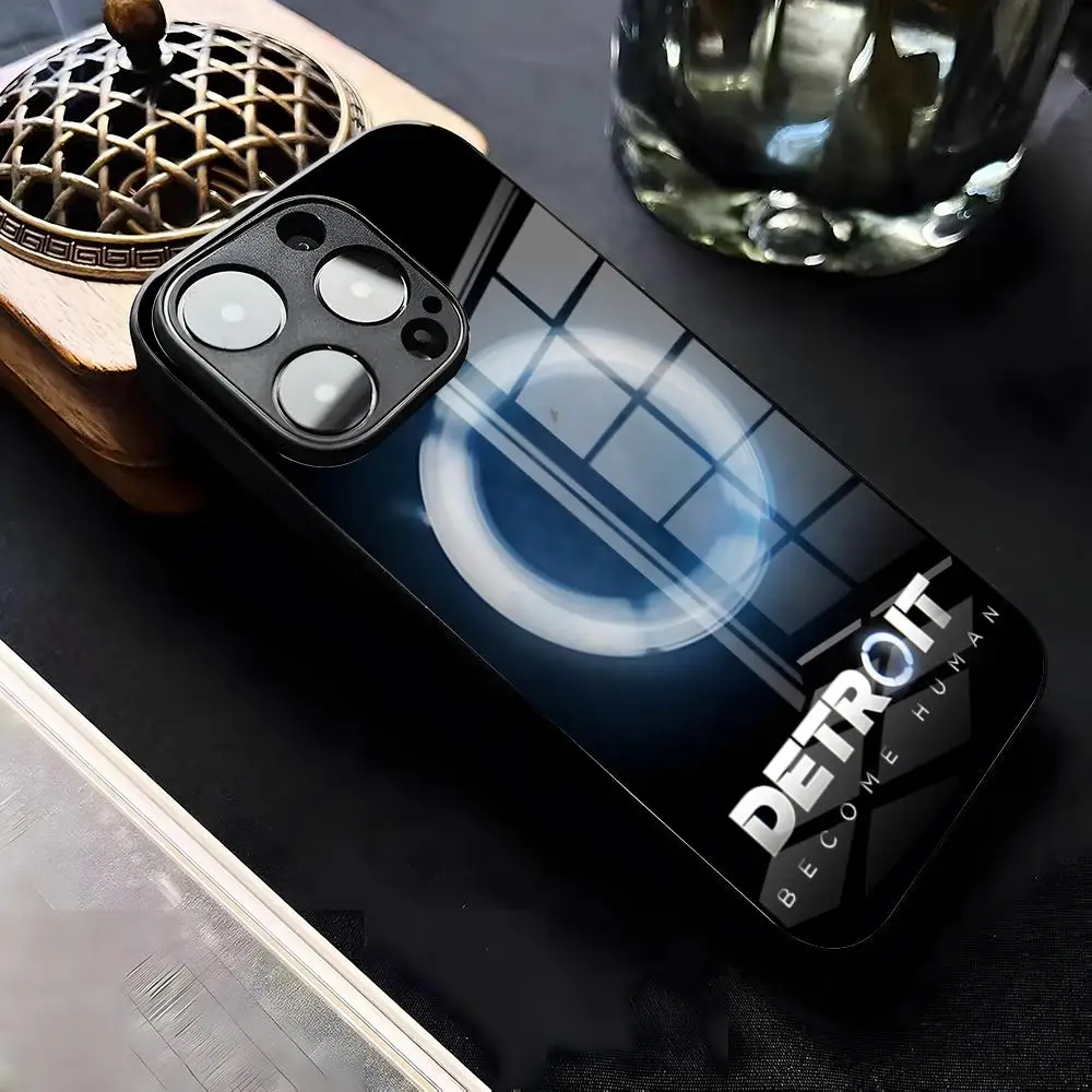 Coque de téléphone antichoc en verre Game Detroit Become Human pour iPhone 17 Pro Max 15 Pro 16 14 Plus 12 13 Mini 11 Pro
