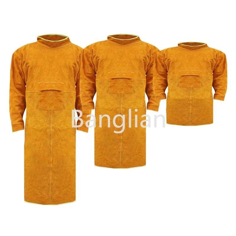 Cowhide Work Clothes Apron, Welding Protective Clothing, Heat and Fire Resistant Welders, Welding Apron with Sleeves