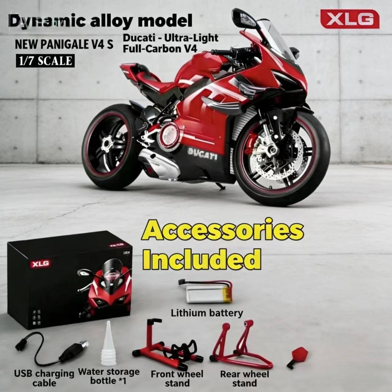 

For Ducati V4s Ignite Start Smoke Effect 1:7 Panigale motorcycle alloy simulation model Large decoration project birthday gift