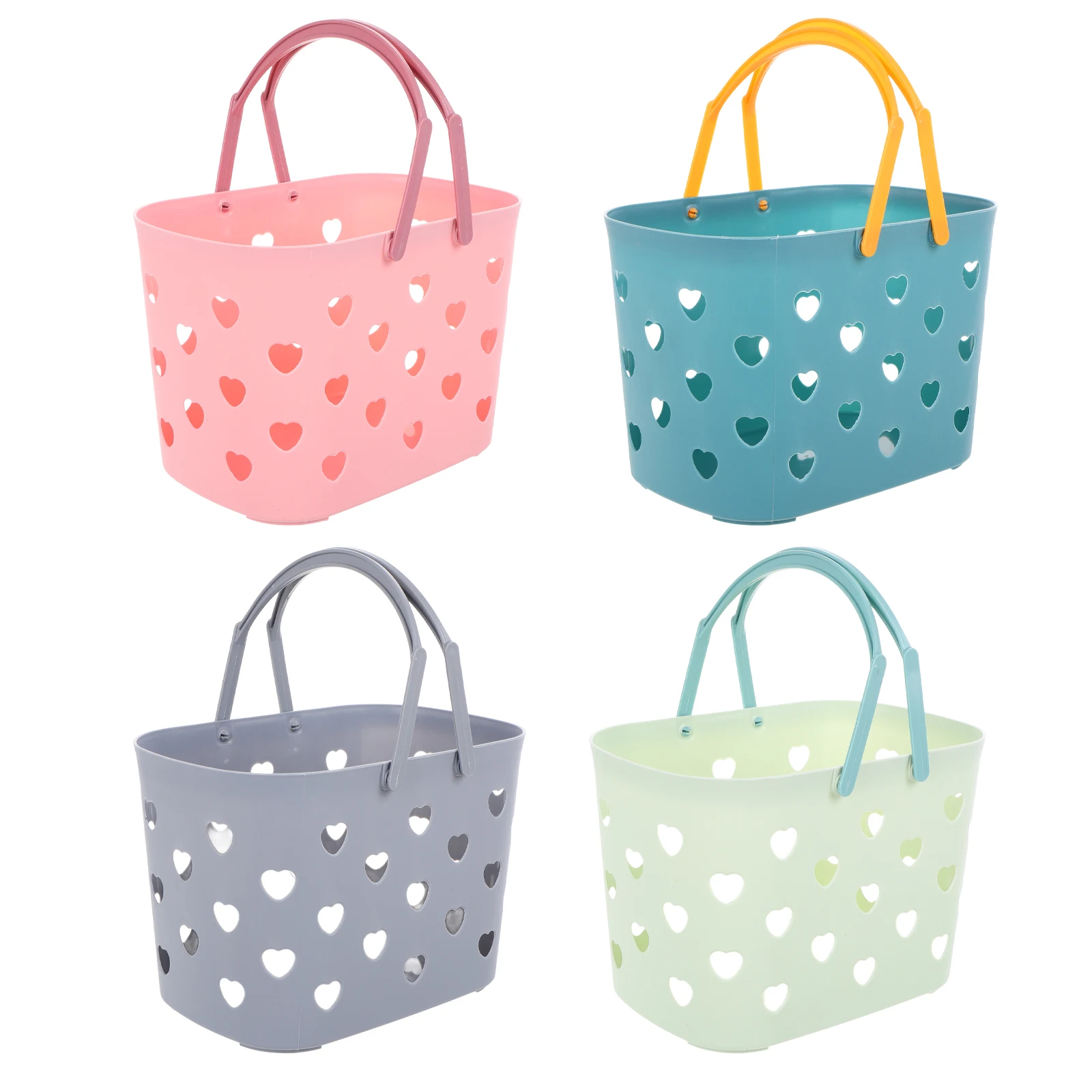 

4 Pcs Handheld Shower Storage Basket Toiletry Holder Pink Beige Green Gray Drain Hole PP Material Bathroom Organizer Container