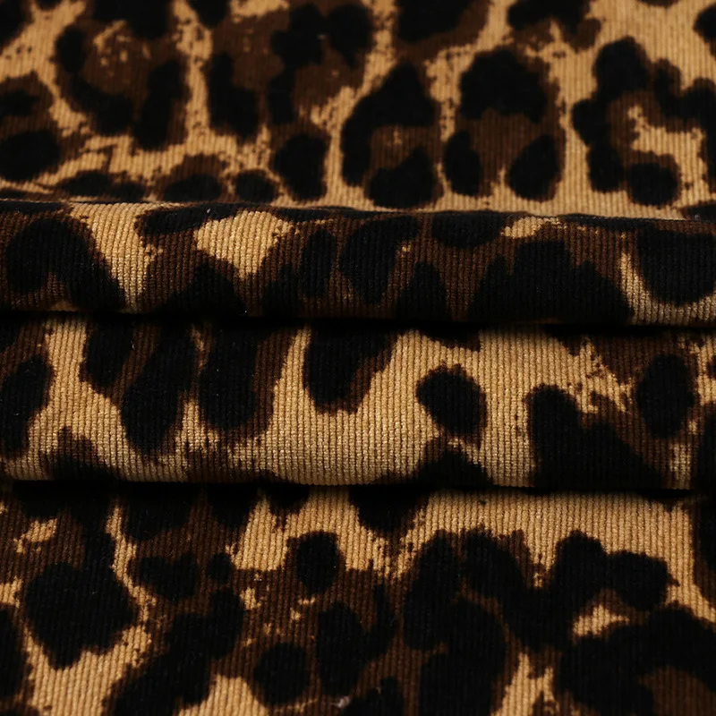 100*150CM Corduroy fabric Leopard print Polyester print cloth fashion Women\'s dress DIY clothing handmade Sewing quilting