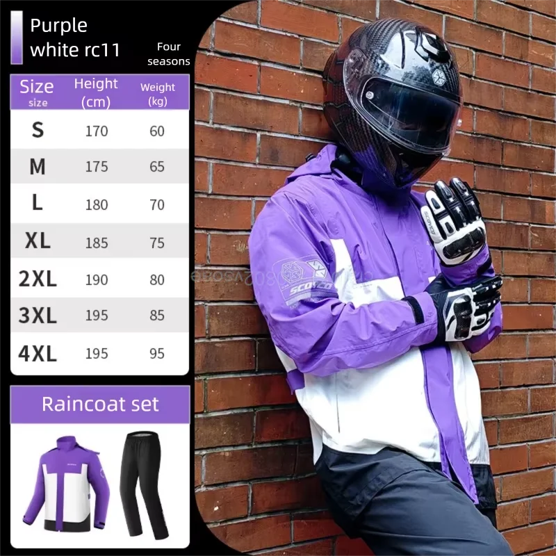 

SCOYCO Motorcycle Raincoat Waterproof Men Women Motorcycle Rainsuit Reflective Windproof Jacket Pants Split Motorbike Rain Suit
