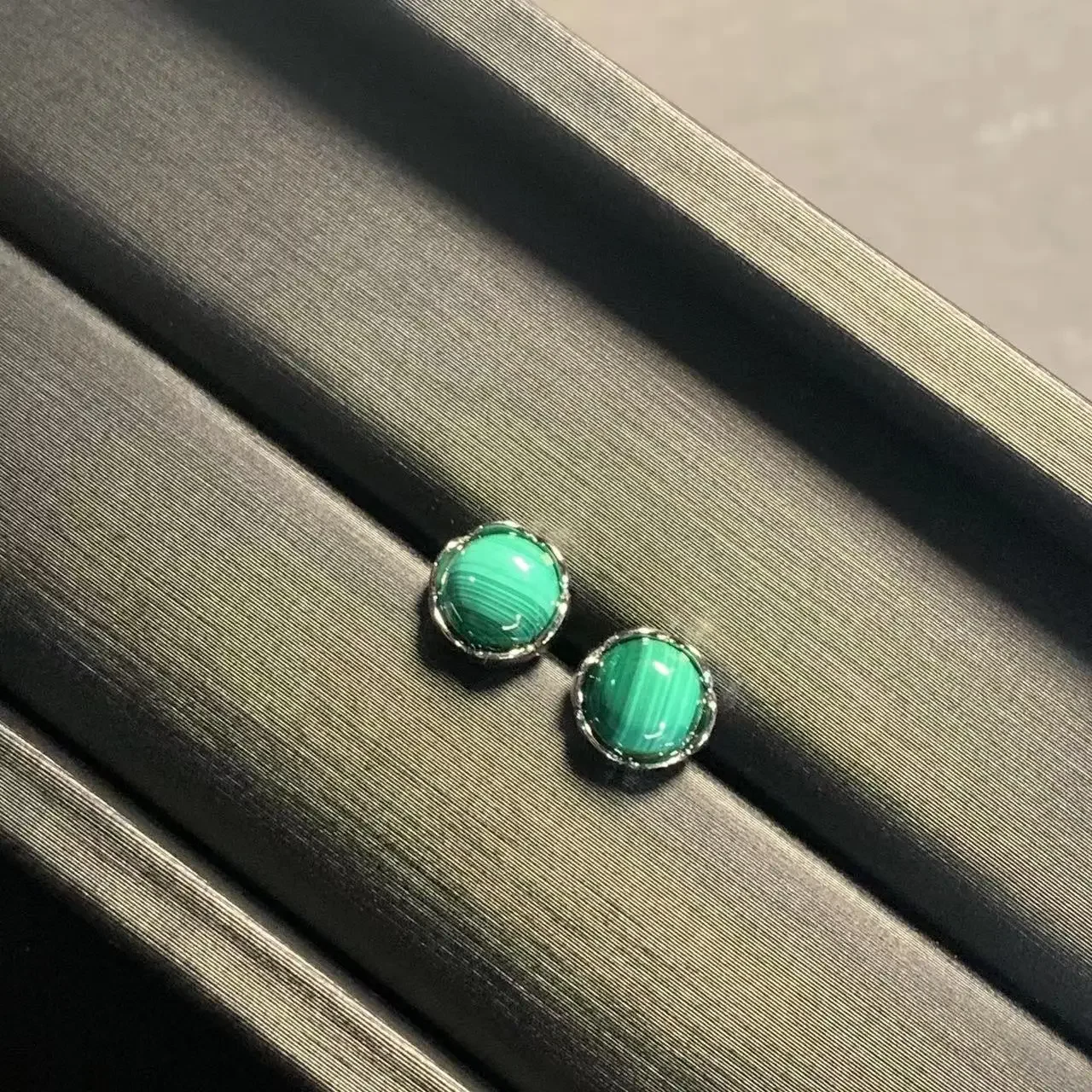 HEYYA STONE Natural Malachite Stud Earrings For Women 925 Silver Simple Fine Jewelry Stone Gemstone Classic Style