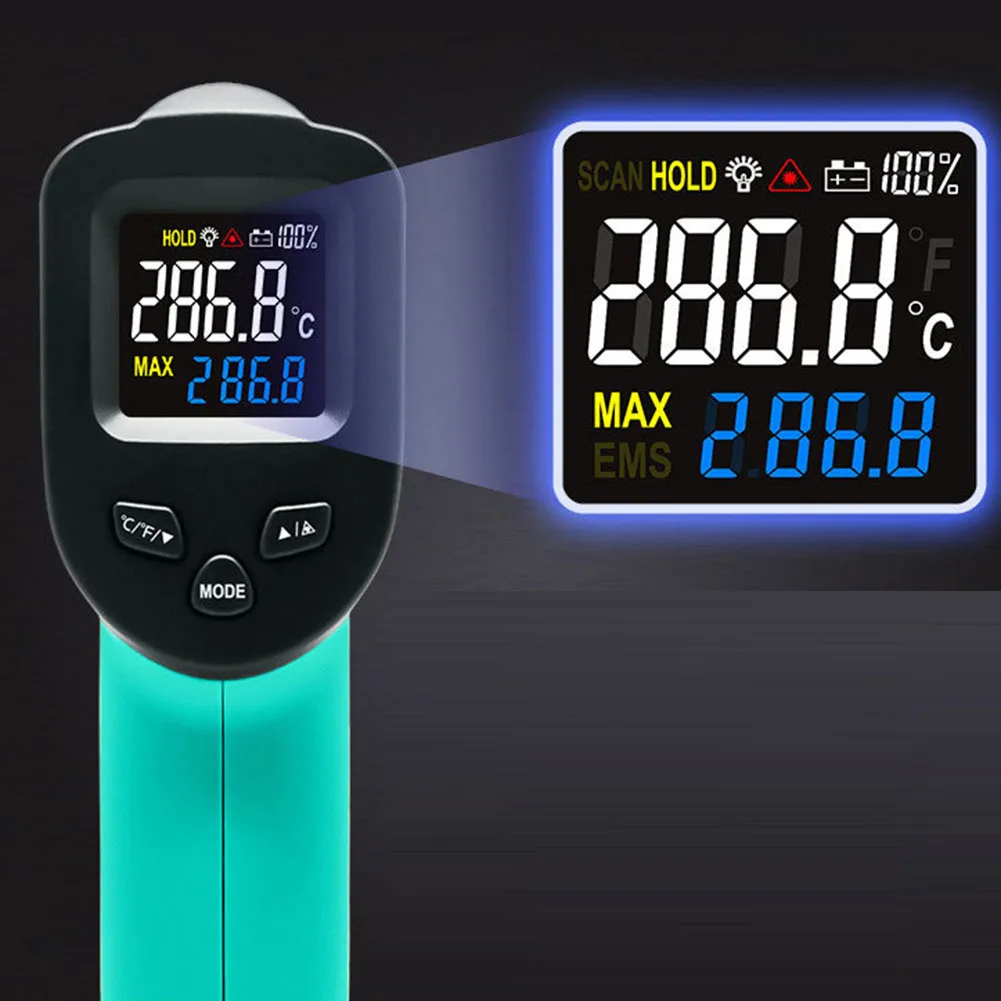 Color Screen Infrared Thermometer Temperature Measurement Handheld Pyrometer Green Accuracy 2 Or 2 C Response Time 500ms