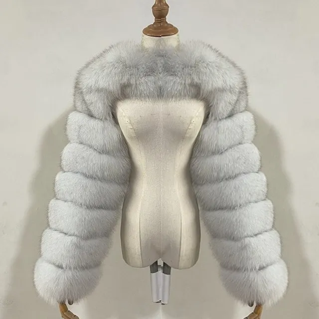 Fur Crop Shawl Top Coat Women Short Leather Jacket  Fur round Neck Long Sleeve Intellectual Style Spring Fashion Women's Coat