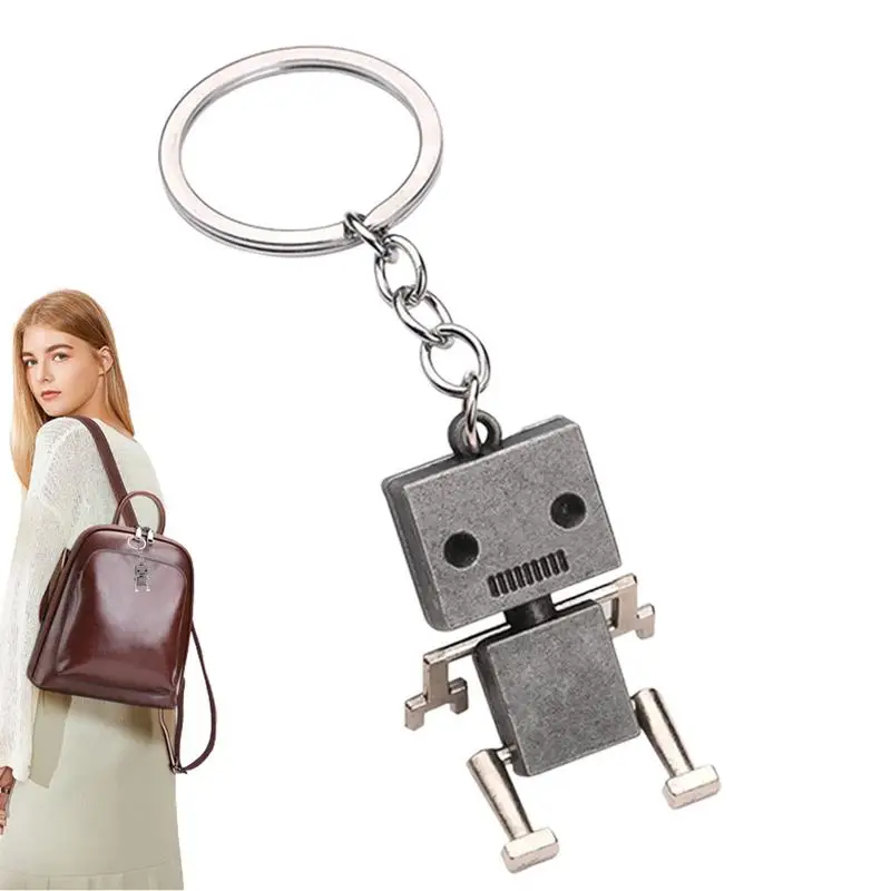 Movable Robot Key Ring Creative Alloy Robot Key Chain Creative Hands And Feet Movable Stylish Flexible Metal Movable Decoration