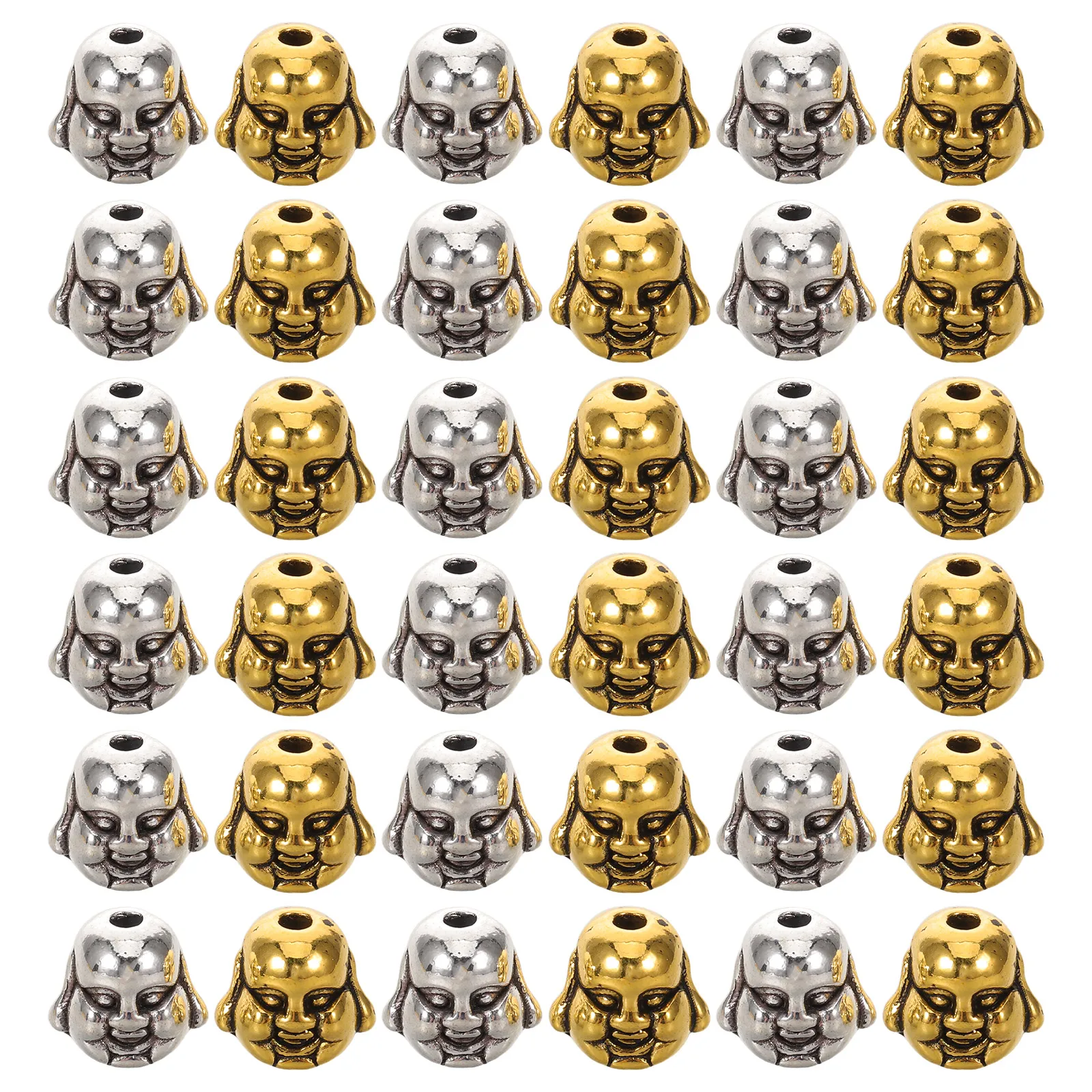 

60 Pcs Retro Buddha Head Separated Beads Spacer Jewelry Supplies Bracelet Gold Alloy