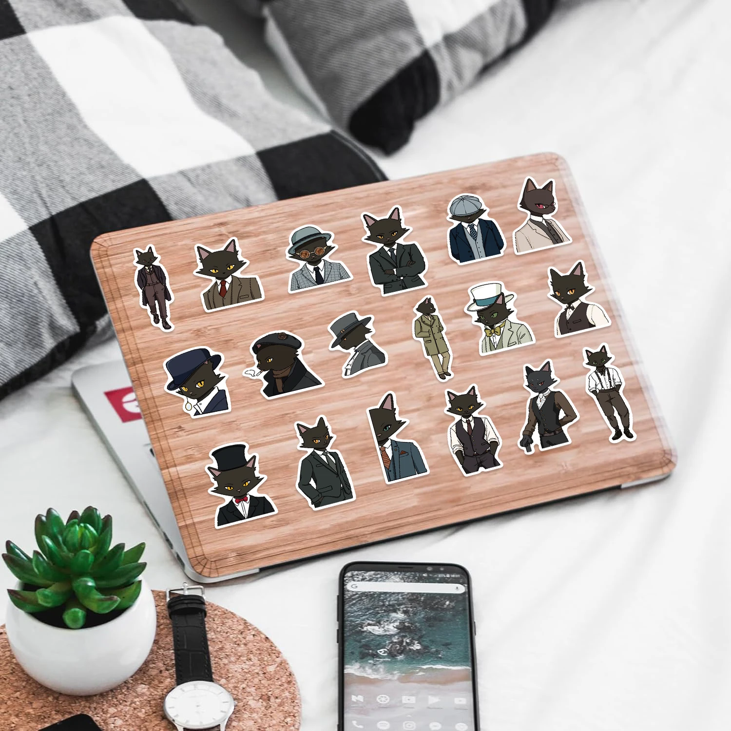 50pcs Black Cat Gentleman Sticker Graffiti Decal for Decoration Laptop Luggage Phone Skateboard Waterproof DIY Sticker