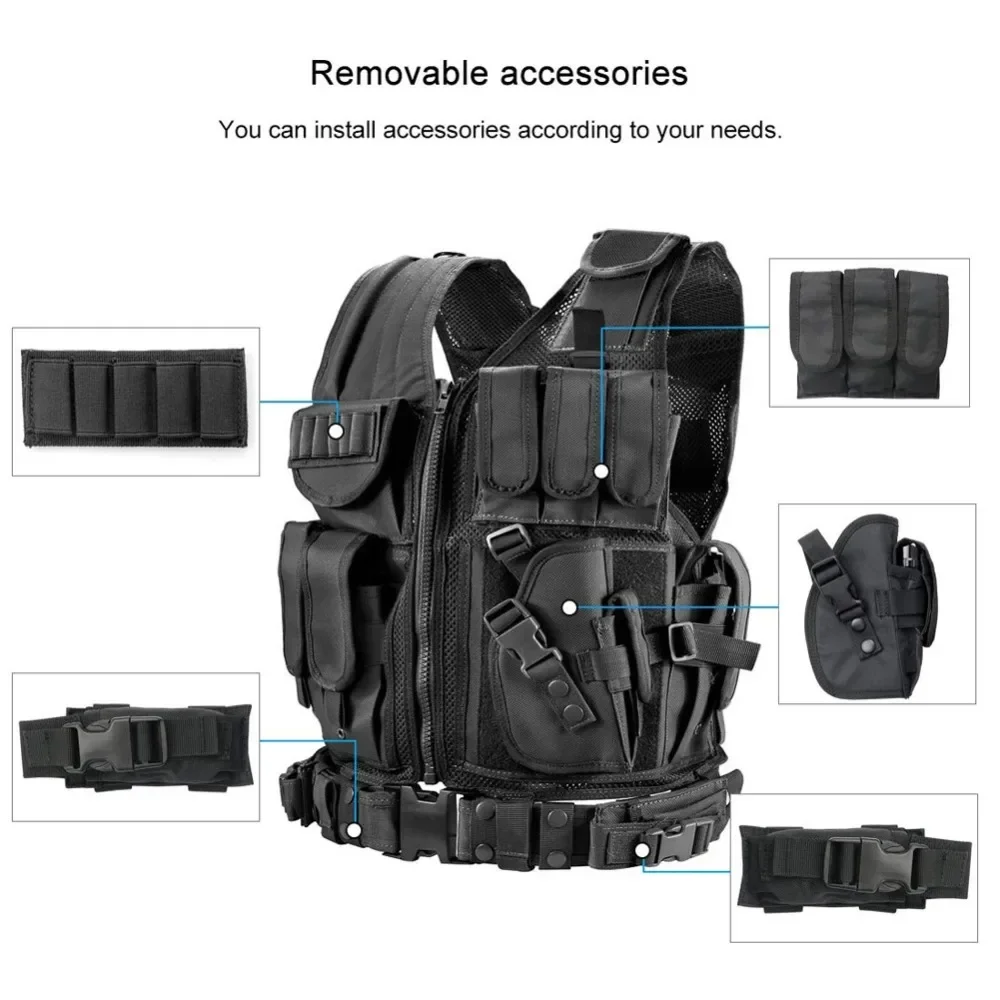 Abbigliamento di sicurezza da caccia Swat gilet tattico Swat Jacket Chest Rig Multi-Pocket SWAT Army CS Hunting Vest accessori da campeggio