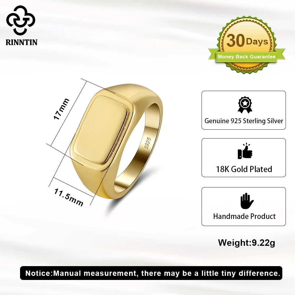 Imagem -02 - Sterling Silver Plain Band Anel para Homens Signet Clássico Simples Declaração de Noivado de Casamento Jóias Nmr05 Rinntin-925