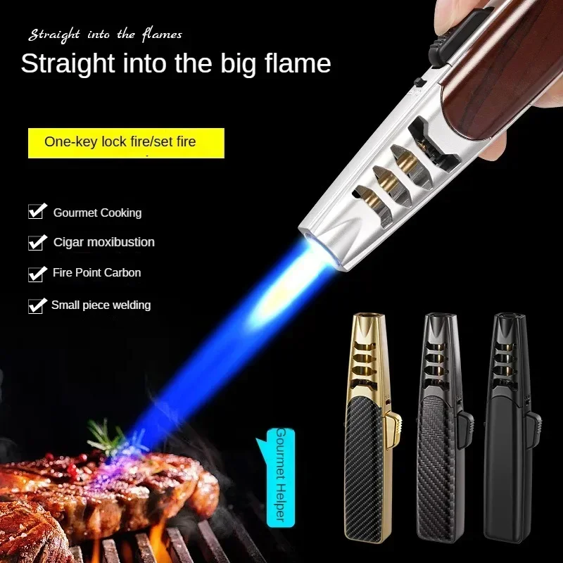 Metal Windproof Turbine Torch High-Flame Gas Direct Welding Gun Lighter Outdoor Portable BBQ Ignition Guns Kitchen Tool