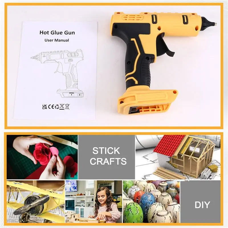 TFTP-Hot Glue Gun 100W Household DIY Repair Tool Rechargeable Electric Heat Temperature Gun For 18V 20V Battery