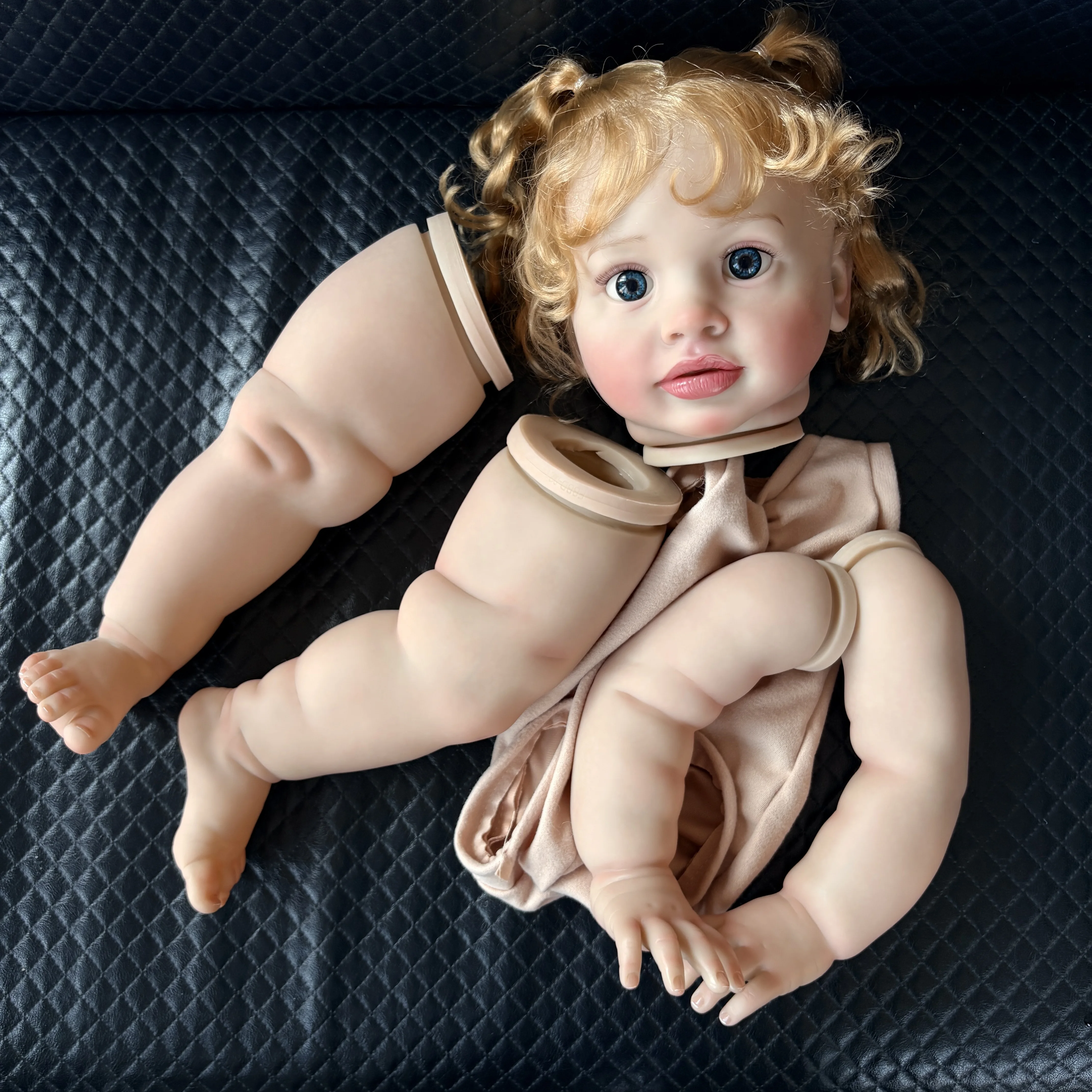 26Inch Unfinished Doll Parts Huge Size Lifelike Baby Toddler Reborn Pippa Blond Hair Doll with Cloth body and Eyes DIY Kits