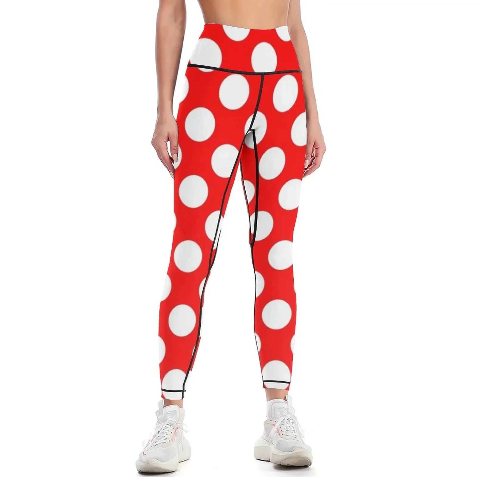 

Red and white polka dots pattern Leggings Leginsy push up Sports pants woman Tight fitting woman sport legging Womens Leggings