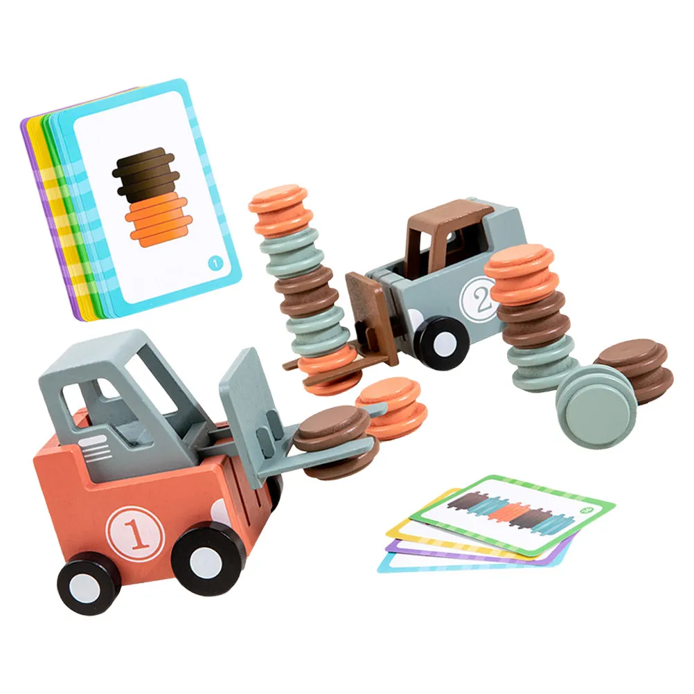 

1Set Wooden Forklift Construction Vehicle Educational Engineering Cart Kids Plastic Cartoon Vehicle