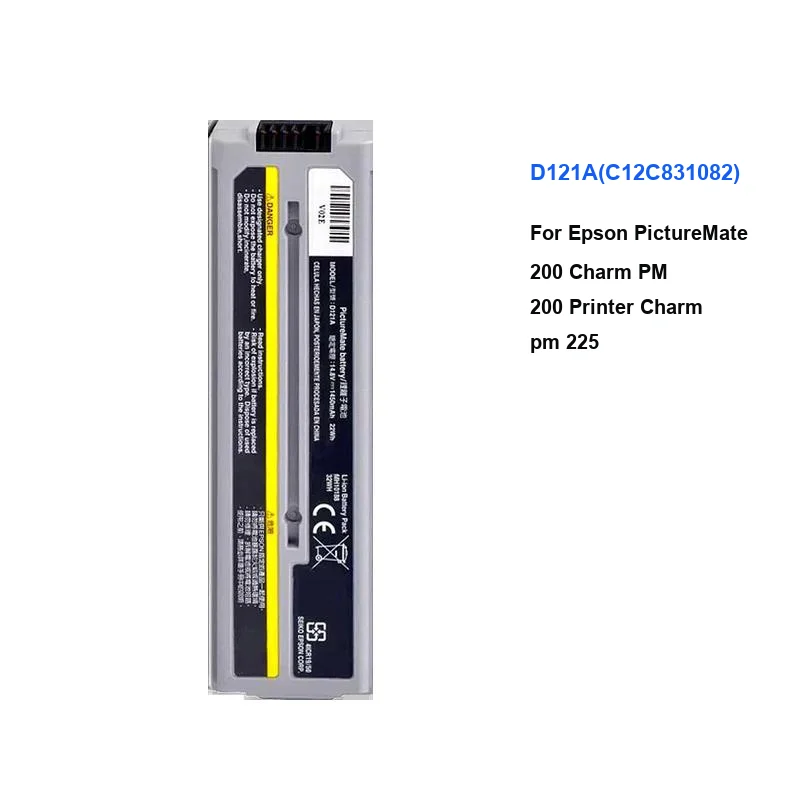 

For Epson PictureMate Charm/Flash/Dash/Snap PM 200 ,Printer Charm PM 225 Li-ion Battery 1450mAh D121a Accumulator Warranty