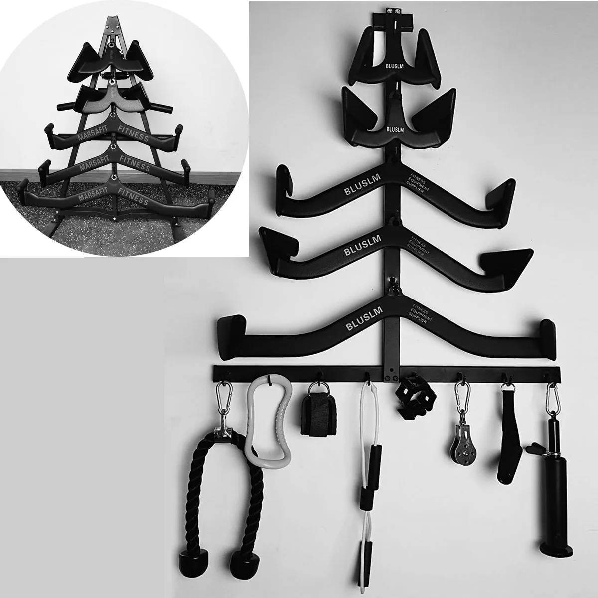 Soporte de pared desmontable para bandas y accesorios de gimnasio - imagen 2