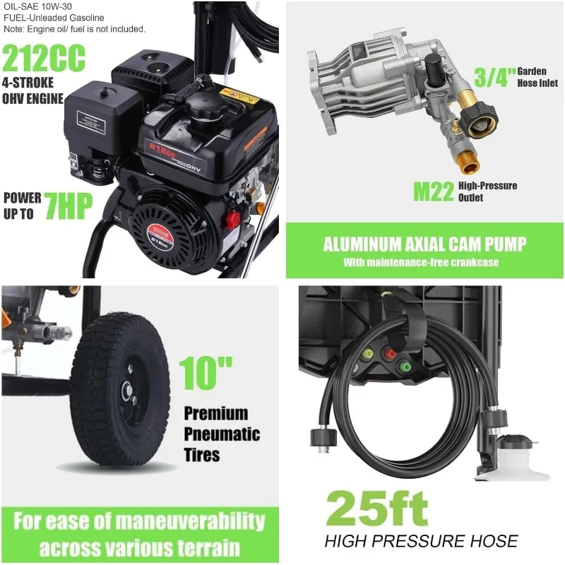 Homdox 4000PSI Pressure Washer 2.8GPM Gas Power Washer 212CC Gas Powered Washing Machine Commercial High Pressure Washer