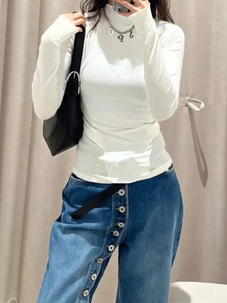 جينز نسائي بتصميم كلاسيكي أمريكي لخريف 2025 سروال جينز جديد لفتاة التوابل بخصر عالٍ