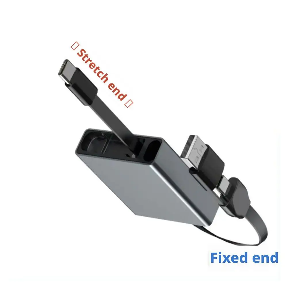 Retractable USB C Data Cable PD 60W Fast Charging Cable Telescopic Cord For iPhone 17 16 iPad Xiaomi Samsung Laptops