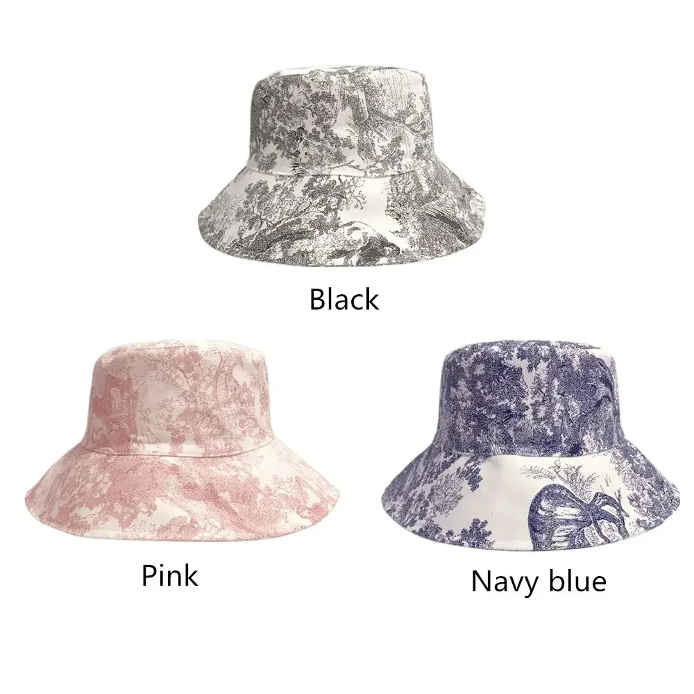 Summer Beach Ink Painting Bucket Hat For Women Men Tie-Dye Fishing Hats Streetwear Hip Hop Cap Sun Hats Fisherman Caps