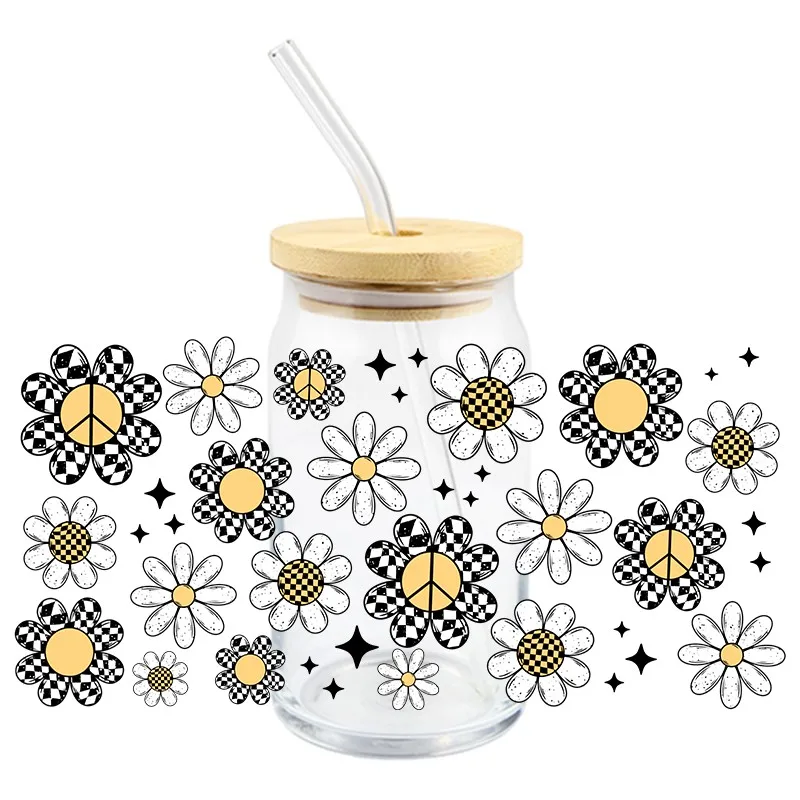 Waterproof Transfer Sticker Design Flowers  UV DTF Cup Envelope Adhesive Transparent Can Bottle Stationery DIY High Quality