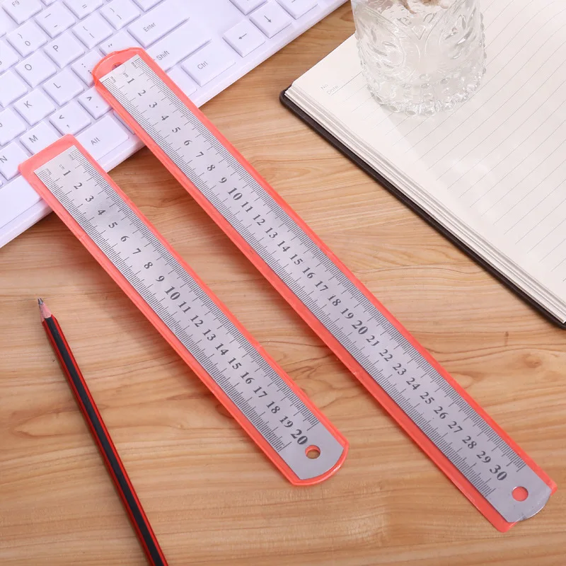 High Quality Metal Stainless Steel Ruler for School Office Supplies Accessories 20 30 Cm Ruler for Math Measurement Drawing Tool