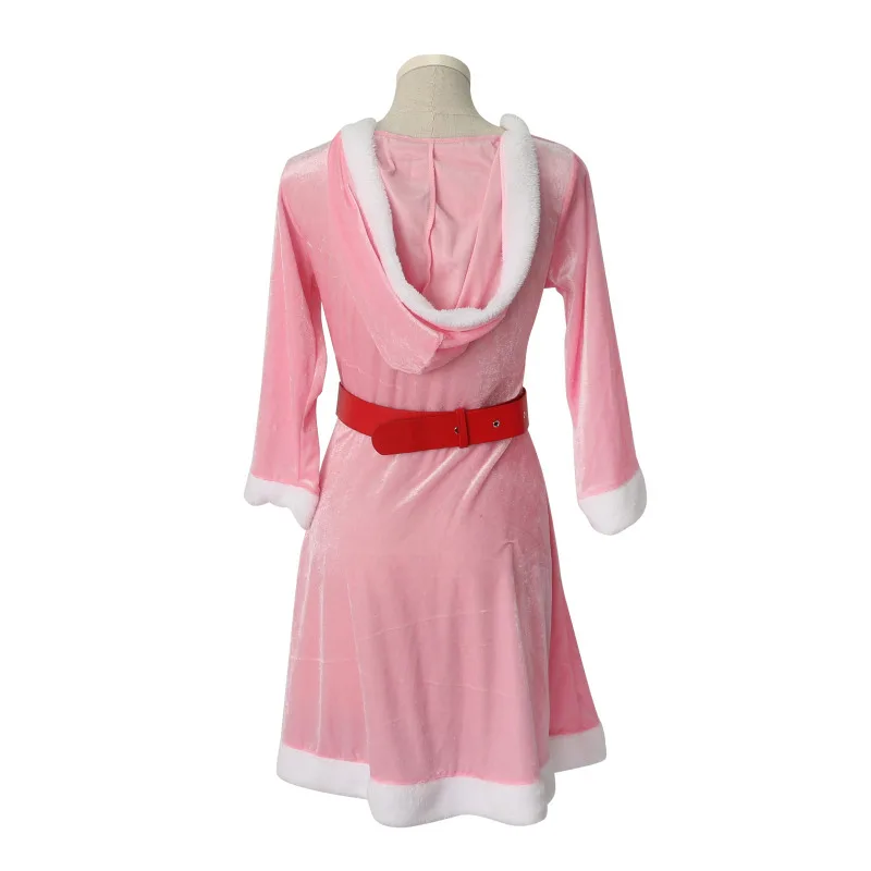 Robe elfe rose de Noël pour femme, costume de cosplay de Noël nickel é, tenue de scène scolaire, tenues de fête de paupières familial, robes élégantes à col en V, ensemble complet