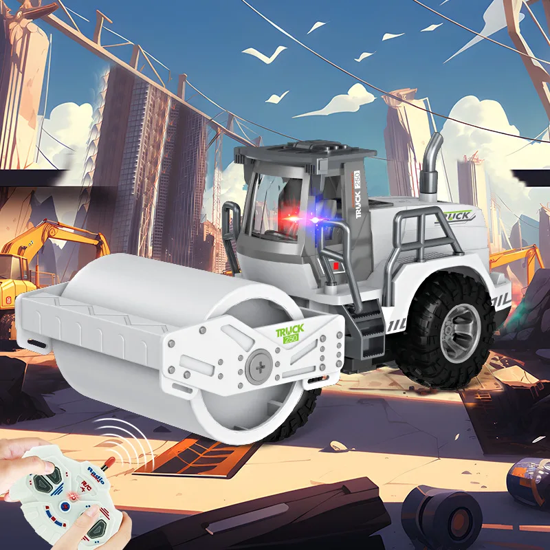 1:30 รีโมทคอนโทรล Bulldozer พร้อมไฟของเล่นเด็ก RC Excavator Road Roller รถบรรทุกของเล่นเด็กจําลองวิศวกรรมยานพาหนะ