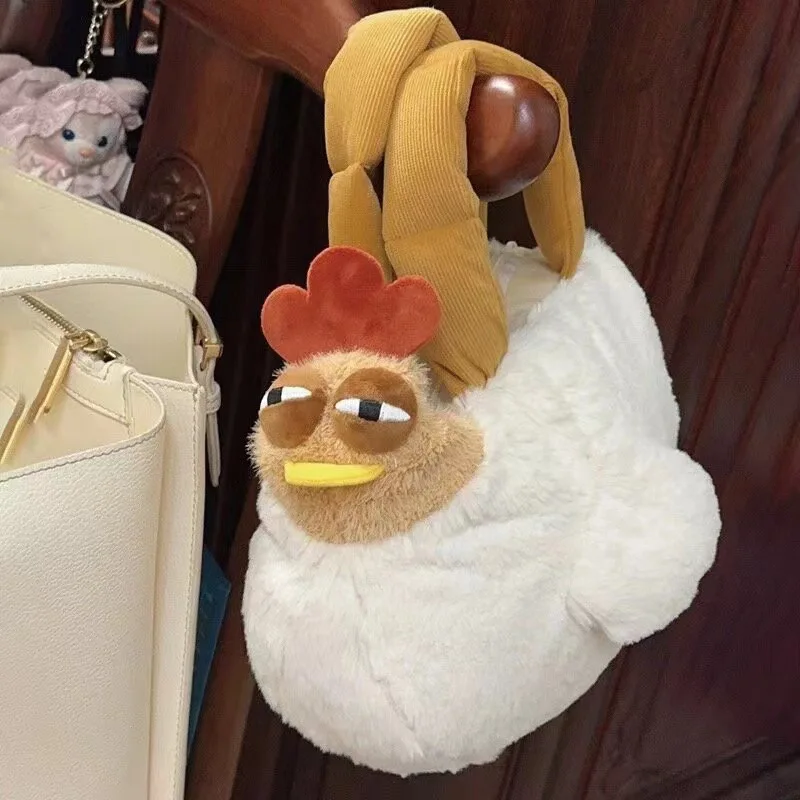 Borsa di peluche a forma di polli creativi borsa a tracolla a tracolla di pollo simpatico cartone animato borsa a tracolla da viaggio per borse da donna per ragazza