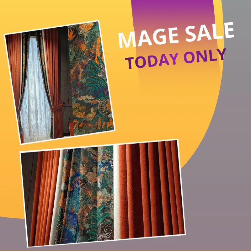 Fashion Orange Zebra Splicing Modern Curtains Luxury High Blackout Jacquard Custom Drapes for Living Room Bedroom Decor