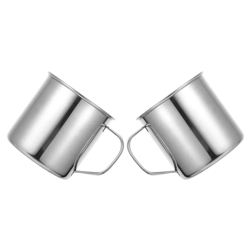 

2Pcs Stainless Steel Mugs 12.9oz Durable Portable Coffee Cups for Outdoor Camping Hiking Picnics Rv Backpacking Mug