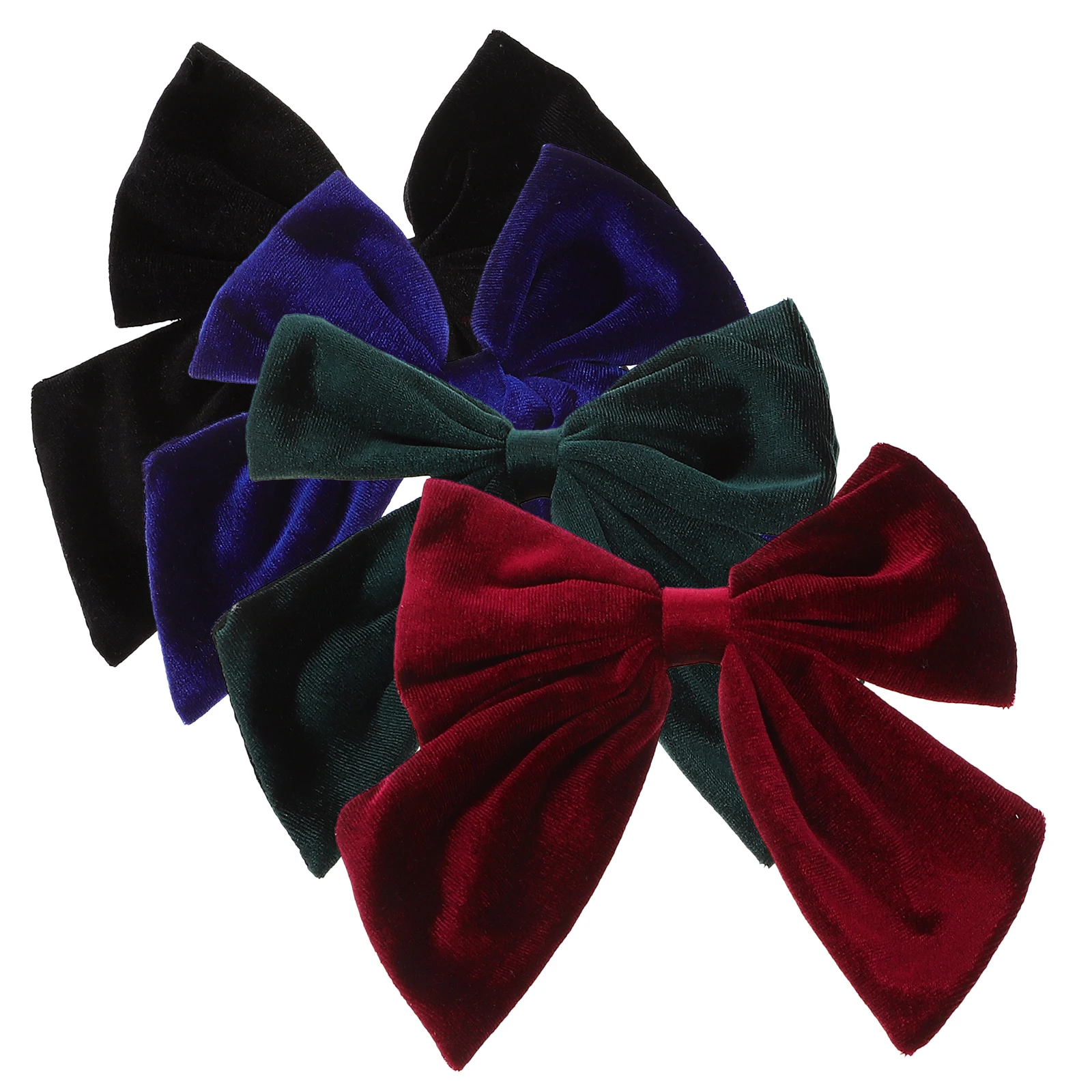 

4 pcs Large Bow Clips Fleece Hairpin for Kids Girls 6 Inch Black Burgundy Cute Accessories Party Celebration