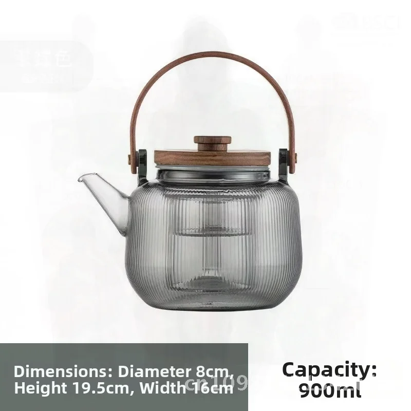 

Чайник из утолщенного стекла с нагревательной плитой из орехового дерева, электрическая керамическая плита двойного назначения в японском стиле, нагревательный горшок