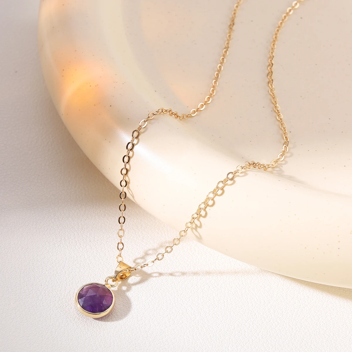 Regulowany naszyjnik ze stali  – Crystal Pendant Necklace Natural Stone recenzja i cena