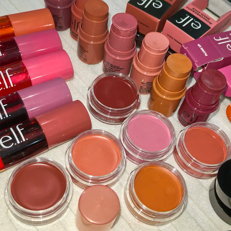 Elf Dual-Use Liquid Blush Pink Positive Plums Up Plumping Lip Gloss Makeup 8 Colors Cream Blush Lasting Easy To Color Cosmetics