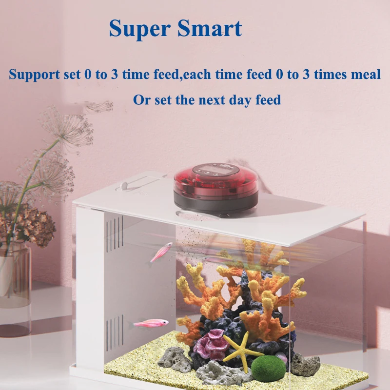 Smart Automatic Fish Feeder for Aquarium Auto Food Dispenser with Timer Rechargeable Timer Feeder with USB Cable LCD Display